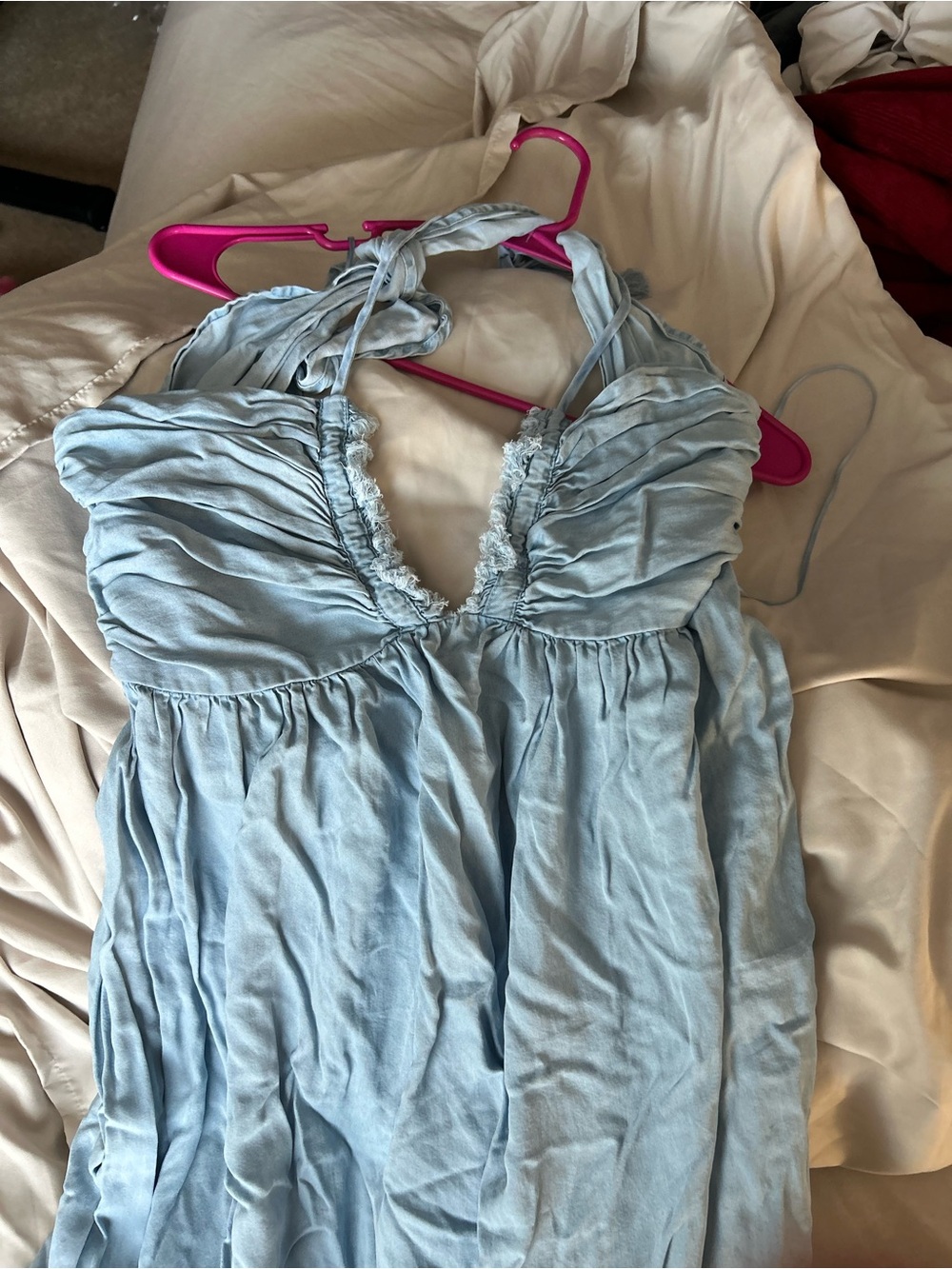 Light Blue Halter Midi Dress